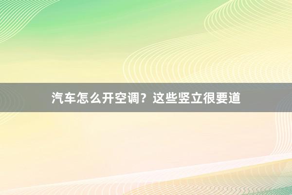 汽车怎么开空调？这些竖立很要道