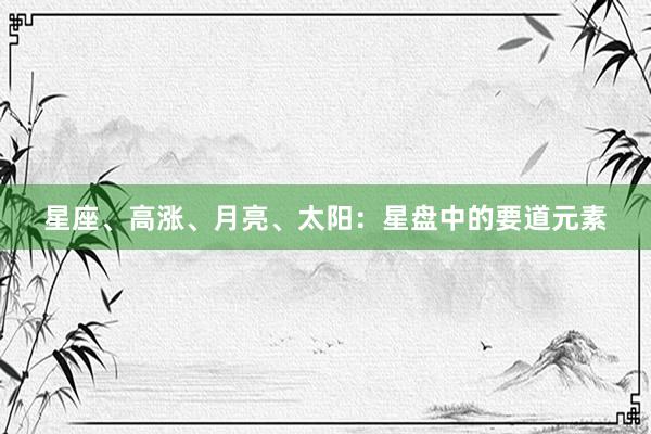 星座、高涨、月亮、太阳：星盘中的要道元素